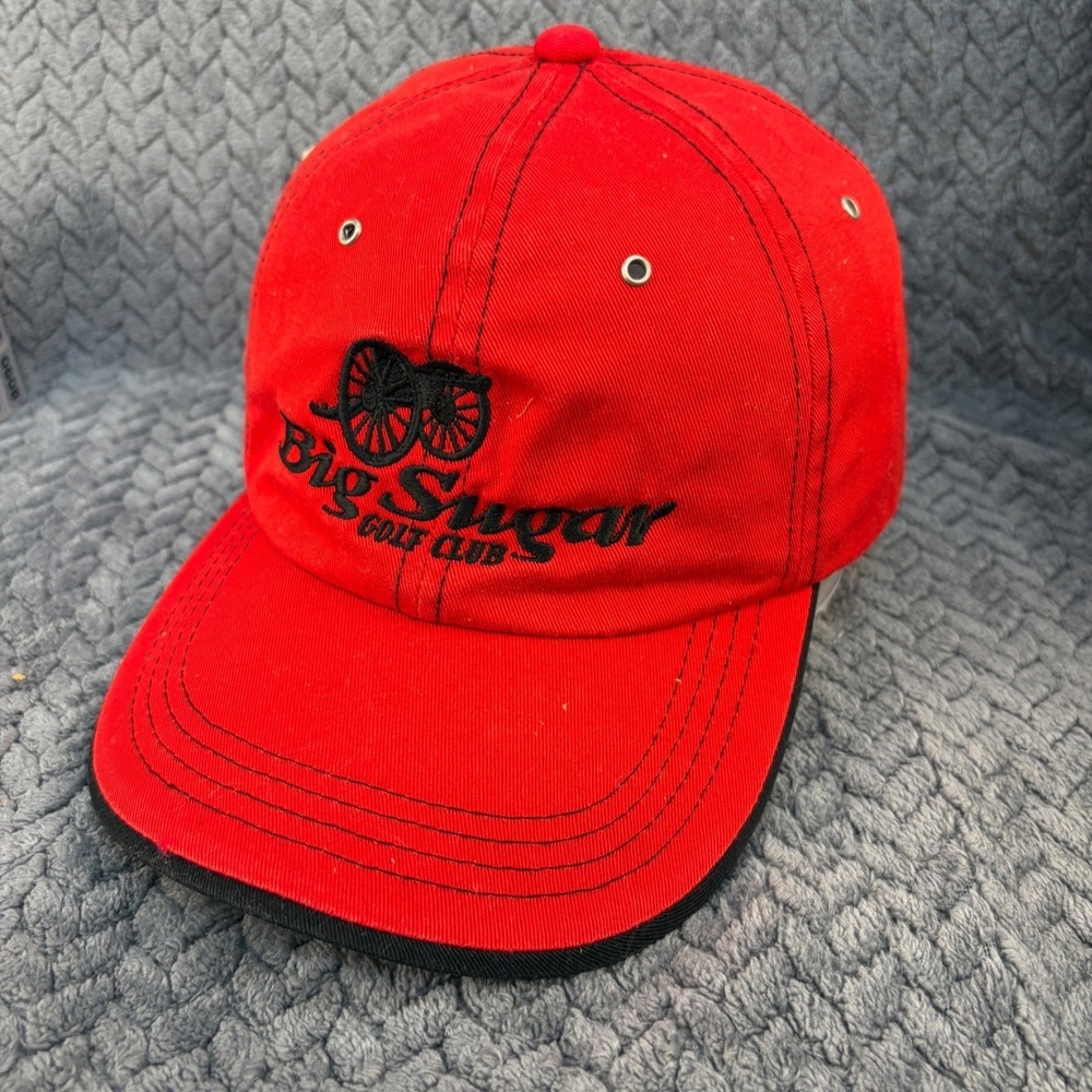 Big Sugar Golf Club Hat Red Black Cannon Logo Adjustable Strapback OG Cap Mens